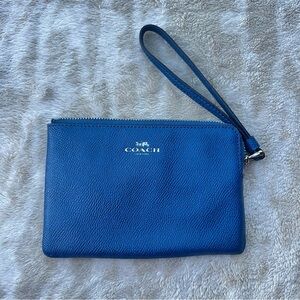 Coach Royal Blue Pebbled Leather Wristlet